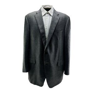 Samuelsohn Gray Herringbone Super 110 Wool SB Gable Blazer Mens Size 48L